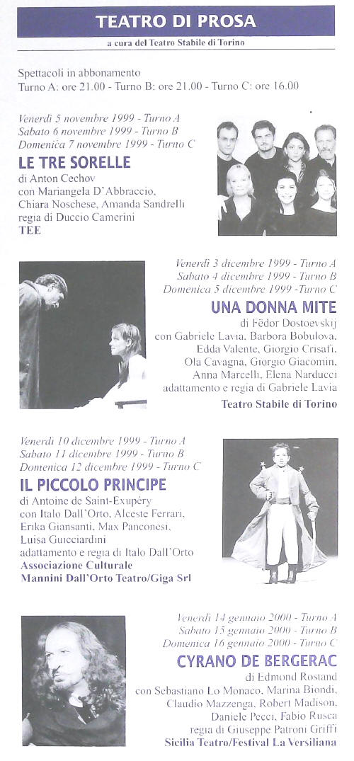 Teatro Coccia Novara Stagione 1999 2000